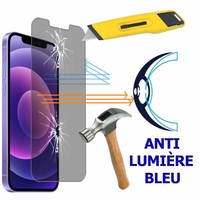Apple iPhone 12 6.1" A2403 A2172 A2402 A2404 (non compatible iPhone 12 mini 5.4"): 1 Film Écran Verre Trempé Anti Lumière Bleu