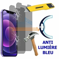 Apple iPhone 12 6.1" A2403 A2172 A2402 A2404 (non compatible iPhone 12 mini 5.4"): Lot/ Pack de 2 Films Écran Verre Trempé Anti Lumière Bleu