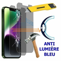 Apple iPhone 14 6.1" A2882 A2649 A2881 A2884 A2883 (non compatible avec iPhone 14 Plus/ 14 Pro/ 14 Pro Max): Lot/ Pack de 2 Films Écran Verre Trempé Anti Lumière Bleu