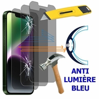Apple iPhone 14 6.1" A2882 A2649 A2881 A2884 A2883 (non compatible avec iPhone 14 Plus/ 14 Pro/ 14 Pro Max): Lot/ Pack de 3 Films Écran Verre Trempé Anti Lumière Bleu