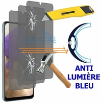 Samsung Galaxy A32 5G 6.5" SM-A326B SM-A326B/DS SM-A326BR/DS SM-A326BR SM-A326U (non compatible Galaxy A32/ A32 4G 6.4"): Lot/ Pack de 2 Films Écran Verre Trempé Anti Lumière Bleu