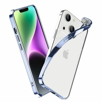Apple iPhone 14 6.1" A2882 A2649 A2881 A2884 A2883 (non compatible avec iPhone 14 Plus/ 14 Pro/ 14 Pro Max): Coque silicone souple mat translucide avec cadre carré de luxe - BLEU