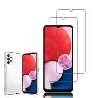 Samsung Galaxy A13 LTE 4G 6.6": Etui Housse Pochette Accessoires Coque gel UltraSlim - TRANSPARENT + 2 Films de protection d'écran Verre Trempé