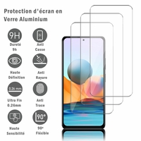 Xiaomi Redmi Note 10/ Note 10S 6.43" M2101K7AI (non compatible Xiaomi Redmi Note 10 5G 6.5"/ Xiaomi Mi Note 10 6.47"): 3 Films Protection d'écran en verre d'aluminium super résistant 9H, définition HD, anti-rayures, anti-empreintes digitales