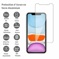 Apple iPhone 11 6.1" A2221 A2111 A2223 (non compatible iPhone 11 Pro 5.8"/ iPhone 11 Pro Max 6.5"): 1 Film Protection d'écran en verre d'aluminium super résistant 9H, définition HD, anti-rayures, anti-empreintes digitales