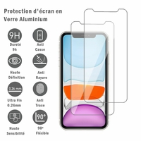 Apple iPhone 11 6.1" A2221 A2111 A2223 (non compatible iPhone 11 Pro 5.8"/ iPhone 11 Pro Max 6.5"): 2 Films Protection d'écran en verre d'aluminium super résistant 9H, définition HD, anti-rayures, anti-empreintes digitales