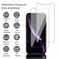 Apple iPhone XR (2018) 6.1" A1984: 2 Films Protection d'écran en verre d'aluminium super résistant 9H, définition HD, anti-rayures, anti-empreintes digitales