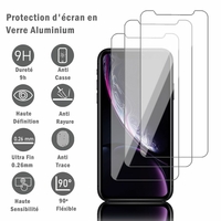 Apple iPhone XR (2018) 6.1" A1984: 3 Films Protection d'écran en verre d'aluminium super résistant 9H, définition HD, anti-rayures, anti-empreintes digitales