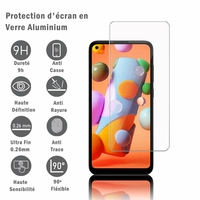 Samsung Galaxy A11 6.4" SM-A115F A115M A115F/DS A115F/DSN A115M/DS [Les Dimensions EXACTES du telephone: 161.4 x 76.3 x 8 mm]: 1 Film Protection d'écran en verre d'aluminium super résistant 9H, définition HD, anti-rayures, anti-empreintes digitales