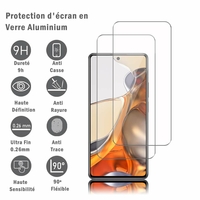 Xiaomi 11T/ 11T Pro 6.67" 21081111RG 2107113SG (non compatible Xiaomi Mi 11/ Mi 11 Pro 6.81"): 2 Films Protection d'écran en verre d'aluminium super résistant 9H, définition HD, anti-rayures, anti-empreintes digitales