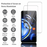 Xiaomi Redmi Note 11SE 6.5" (non compatible avec Xiaomi Redmi Note 11S 6.43"/ Note 11S 5G 6.6"): 2 Films Protection d'écran en verre d'aluminium super résistant 9H, définition HD, anti-rayures, anti-empreintes digitales