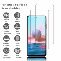 Xiaomi Redmi 10 2022 6.5" (non compatible avec Xiaomi Redmi Note 10/ Redmi 10 Prime): 2 Films Protection d'écran en verre d'aluminium super résistant 9H, définition HD, anti-rayures, anti-empreintes digitales