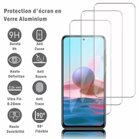 Xiaomi Redmi 10 2022 6.5" (non compatible avec Xiaomi Redmi Note 10/ Redmi 10 Prime): 3 Films Protection d'écran en verre d'aluminium super résistant 9H, définition HD, anti-rayures, anti-empreintes digitales