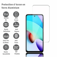Xiaomi Redmi 10 Prime 2022 6.5" 21061119BI [Dimensions du téléphone: 162 x 75.5 x 9.6 mm]: 1 Film Protection d'écran en verre d'aluminium super résistant 9H, définition HD, anti-rayures, anti-empreintes digitales