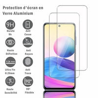 Xiaomi Redmi Note 10 5G 6.5" (non compatible Xiaomi Redmi Note 10 6.43"/ Xiaomi Mi Note 10 6.47"): 2 Films Protection d'écran en verre d'aluminium super résistant 9H, définition HD, anti-rayures, anti-empreintes digitales