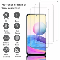 Xiaomi Redmi Note 10 5G 6.5" (non compatible Xiaomi Redmi Note 10 6.43"/ Xiaomi Mi Note 10 6.47"): 3 Films Protection d'écran en verre d'aluminium super résistant 9H, définition HD, anti-rayures, anti-empreintes digitales
