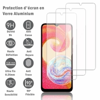 Samsung Galaxy M04/ Galaxy F04 6.5" SM-M045F SM-M045F/DS SM-E045F SM-E045F/DS: 3 Films Protection d'écran en verre d'aluminium super résistant 9H, définition HD, anti-rayures, anti-empreintes digitales