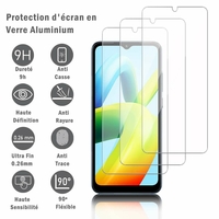 Xiaomi Poco C50 6.52" MZB0D3DIN: 3 Films Protection d'écran en verre d'aluminium super résistant 9H, définition HD, anti-rayures, anti-empreintes digitales