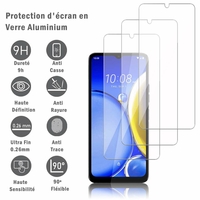 HTC Wildfire E Plus 6.52": 3 Films Protection d'écran en verre d'aluminium super résistant 9H, définition HD, anti-rayures, anti-empreintes digitales