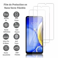 HTC Wildfire E Plus 6.52": 3 Films Protection d'écran en Verre Nano Fléxible, Dureté 9H Inrayable Incassable Invisible Ultra Résistant