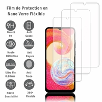 Samsung Galaxy A04E 6.5" SM-A042F SM-A042F/DS,SM-A042M,SM-A042M/DS (non compatible avec Galaxy A04S): 3 Films Protection d'écran en Verre Nano Fléxible, Dureté 9H Inrayable Incassable Invisible Ultra Résistant