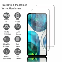 Motorola Moto G52 6.6" [Dimensions du téléphone: 160.1 x 74.5 x 8 mm]: 2 Films Protection d'écran en verre d'aluminium super résistant 9H, définition HD, anti-rayures, anti-empreintes digitales