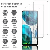 Motorola Moto G52 6.6" [Dimensions du téléphone: 160.1 x 74.5 x 8 mm]: 3 Films Protection d'écran en verre d'aluminium super résistant 9H, définition HD, anti-rayures, anti-empreintes digitales