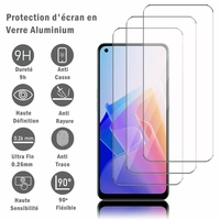 Oppo Reno8 Lite/ Reno7 Z 5G 6.43" CPH2343 (non compatible avec Oppo Reno8 Pro 6.62"): 3 Films Protection d'écran en verre d'aluminium super résistant 9H, définition HD, anti-rayures, anti-empreintes digitales