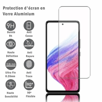 Samsung Galaxy A53 5G 6.5" SM-A536B A536B/DS A536U A536U1 A5360 A536E A536E/DS A536V: 1 Film Protection d'écran en verre d'aluminium super résistant 9H, définition HD, anti-rayures, anti-empreintes digitales