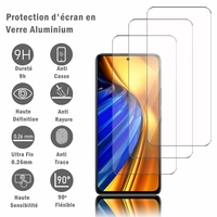 Xiaomi Poco F4 6.67" (non compatible avec Xiaomi Poco F4 GT): 3 Films Protection d'écran en verre d'aluminium super résistant 9H, définition HD, anti-rayures, anti-empreintes digitales