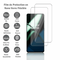 OnePlus 11 6.7" PBH110: 2 Films Protection d'écran en Verre Nano Fléxible, Dureté 9H Inrayable Incassable Invisible Ultra Résistant