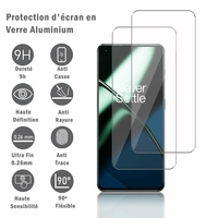 OnePlus 11 6.7" PBH110: 2 Films Protection d'écran en verre d'aluminium super résistant 9H, définition HD, anti-rayures, anti-empreintes digitales