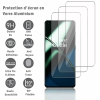 OnePlus 11 6.7" PBH110: 3 Films Protection d'écran en verre d'aluminium super résistant 9H, définition HD, anti-rayures, anti-empreintes digitales