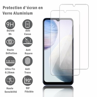 Vivo Y02 6.51" (non compatible avec Vivo Y02s): 2 Films Protection d'écran en verre d'aluminium super résistant 9H, définition HD, anti-rayures, anti-empreintes digitales