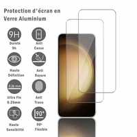Samsung Galaxy S23+ Plus 6.6" SM-S916B S916B/DS S916U S916U1 S916W (non compatible avec Galaxy S23 6.1"/ S23 Ultra 6.8"): 2 Films Protection d'écran en verre d'aluminium super résistant 9H, définition HD, anti-rayures, anti-empreintes digitales