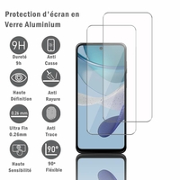 Motorola Moto G53 6.5": 2 Films Protection d'écran en verre d'aluminium super résistant 9H, définition HD, anti-rayures, anti-empreintes digitales