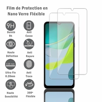 Motorola Moto E13 6.5": 2 Films Protection d'écran en Verre Nano Fléxible, Dureté 9H Inrayable Incassable Invisible Ultra Résistant