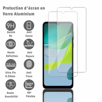 Motorola Moto E13 6.5": 2 Films Protection d'écran en verre d'aluminium super résistant 9H, définition HD, anti-rayures, anti-empreintes digitales