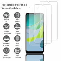 Motorola Moto E13 6.5": 3 Films Protection d'écran en verre d'aluminium super résistant 9H, définition HD, anti-rayures, anti-empreintes digitales