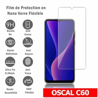 OSCAL C60 6.53": 1 Film Protection d'écran en Verre Nano Fléxible, Dureté 9H Inrayable Incassable Invisible Ultra Résistant