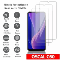 OSCAL C60 6.53": 3 Films Protection d'écran en Verre Nano Fléxible, Dureté 9H Inrayable Incassable Invisible Ultra Résistant