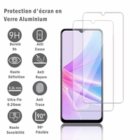 Oppo A56s 6.56": 2 Films Protection d'écran en verre d'aluminium super résistant 9H, définition HD, anti-rayures, anti-empreintes digitales