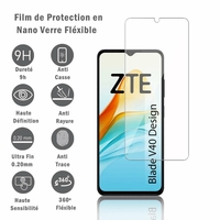 ZTE Blade V40 Design 6.6" 8046: 1 Film Protection d'écran en Verre Nano Fléxible, Dureté 9H Inrayable Incassable Invisible Ultra Résistant