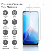 Infinix Smart 7 6.6": 2 Films Protection d'écran en verre d'aluminium super résistant 9H, définition HD, anti-rayures, anti-empreintes digitales