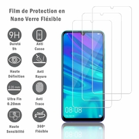 Huawei P Smart (2019) 6.21" POT-LX3/ POT-LX1/ POT-AL00/ POT-LX1AF/ POT-LX2J/ POT-LX1RUA: 3 Films Protection d'écran en Verre Nano Fléxible, Dureté 9H Inrayable Incassable Invisible Ultra Résistant