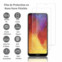 Huawei Y6 (2019)/ Y6 Prime (2019) 6.09" (non compatible Huawei Y6 (2017)/ Y6 (2018)) [Les Dimensions EXACTES du telephone: 156.3 x 73.5 x 8 mm]: 2 Films Protection d'écran en Verre Nano Fléxible, Dureté 9H Inrayable Incassable Invisible Ultra Résistan