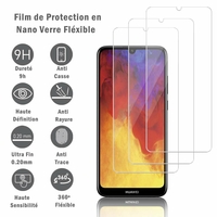 Huawei Y6 (2019)/ Y6 Prime (2019) 6.09" (non compatible Huawei Y6 (2017)/ Y6 (2018)) [Les Dimensions EXACTES du telephone: 156.3 x 73.5 x 8 mm]: 3 Films Protection d'écran en Verre Nano Fléxible, Dureté 9H Inrayable Incassable Invisible Ultra Résistan