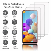 Samsung Galaxy A21S 6.5" SM-A217F A217F/DS A217F/DSN A217M A217N (non compatible Galaxy A21): 3 Films Protection d'écran en Verre Nano Fléxible, Dureté 9H Inrayable Incassable Invisible Ultra Résistant