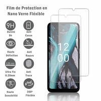Nokia C22 6.5": 2 Films Protection d'écran en Verre Nano Fléxible, Dureté 9H Inrayable Incassable Invisible Ultra Résistant
