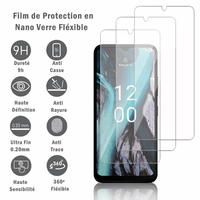 Nokia C22 6.5": 3 Films Protection d'écran en Verre Nano Fléxible, Dureté 9H Inrayable Incassable Invisible Ultra Résistant
